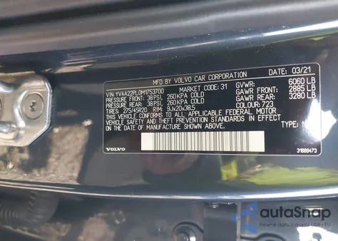 2021 Volvo Xc90 T6 Inscription 7 Passenger z USA, uszkodzony, nr VIN YV4A22PL0M1753700